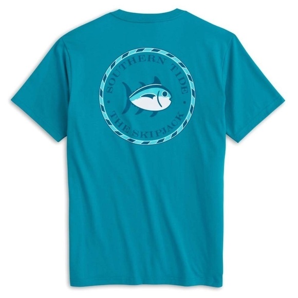 NWT Southern Tide Skipjack Short Sleeve Pocket Tee in Caribbean Blue - Picture 1 of 6